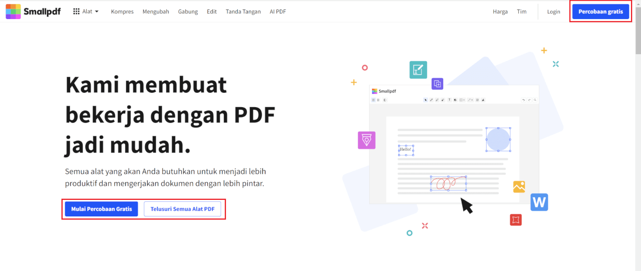 Akses situs web Smallpdf.