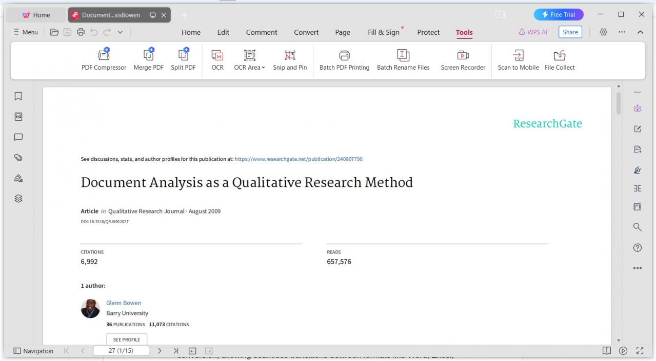 “WPS PDF’s interface”