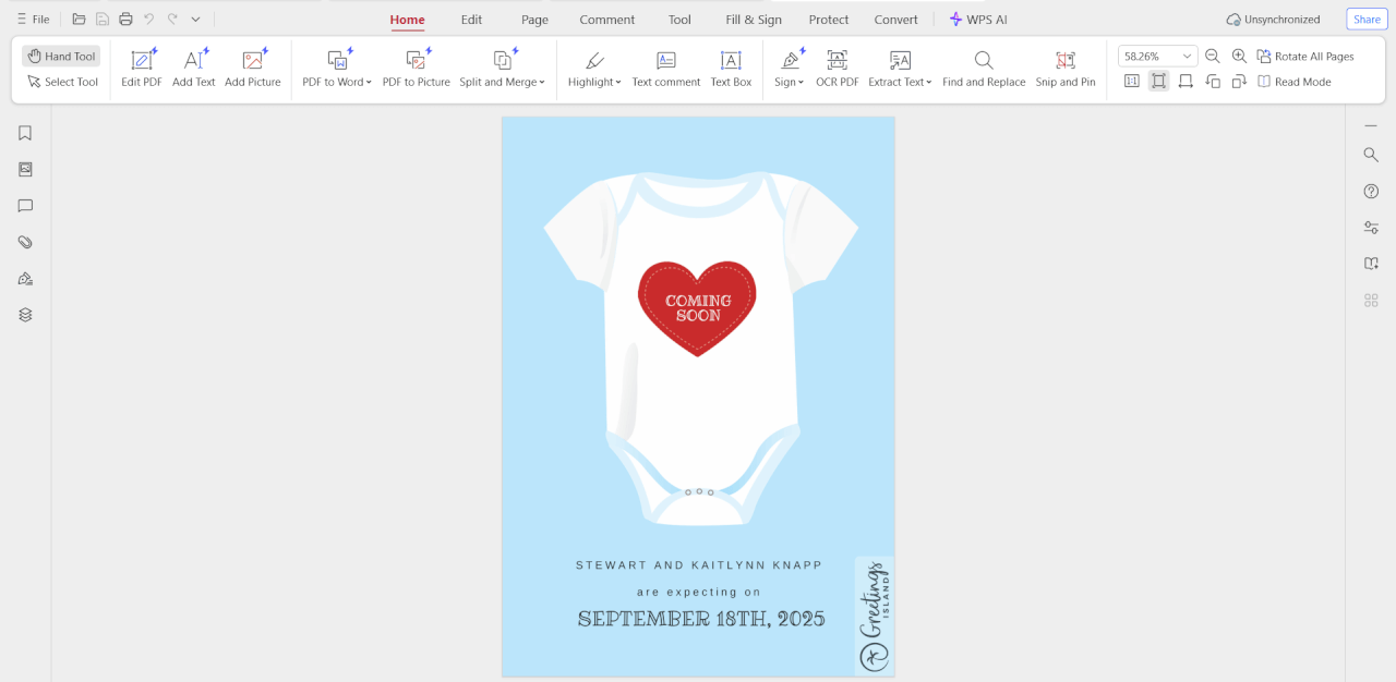 PDF Edit WPS Office Baby Announcement