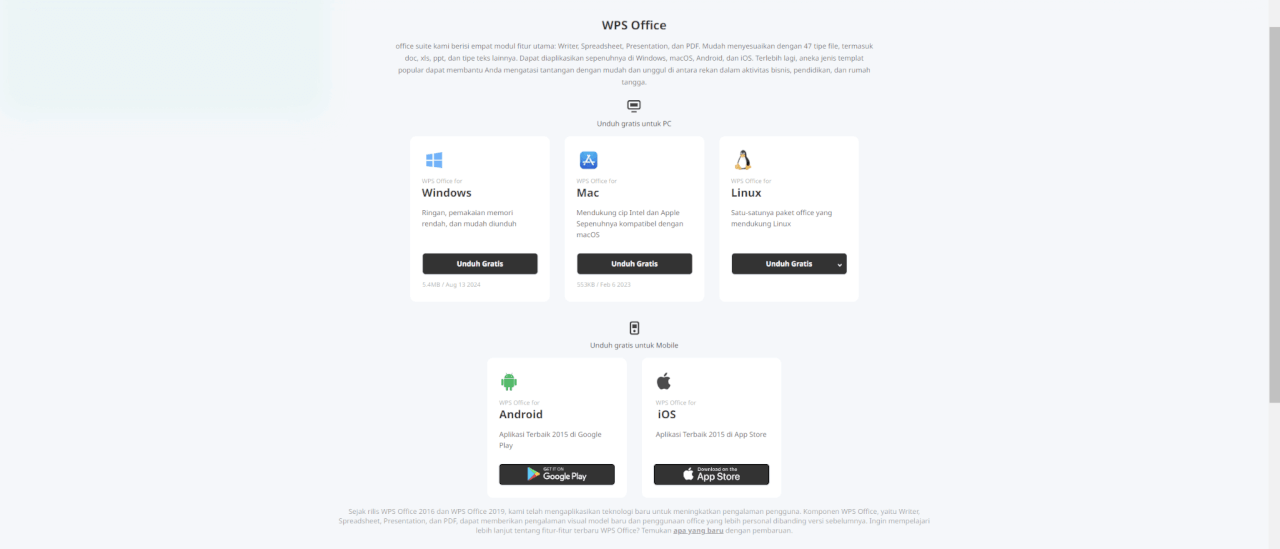 Pilih versi WPS Office.