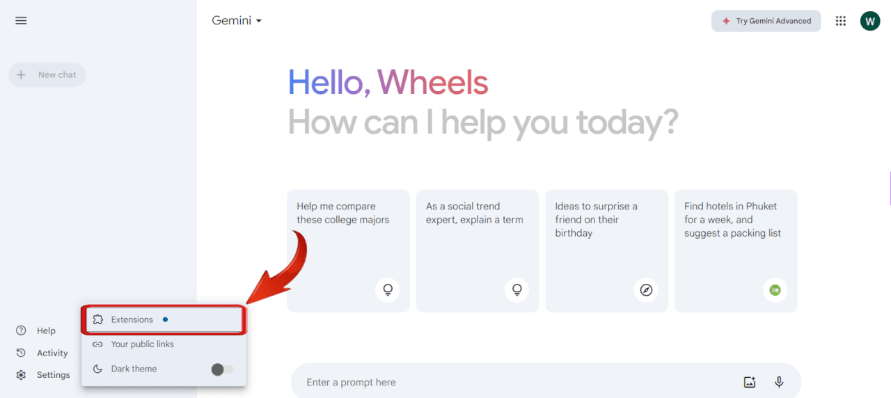 Gemini-Erweiterungen
