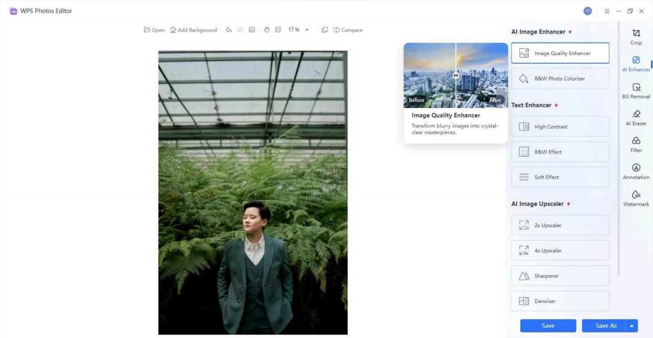 WPS Photos AI Enhancer