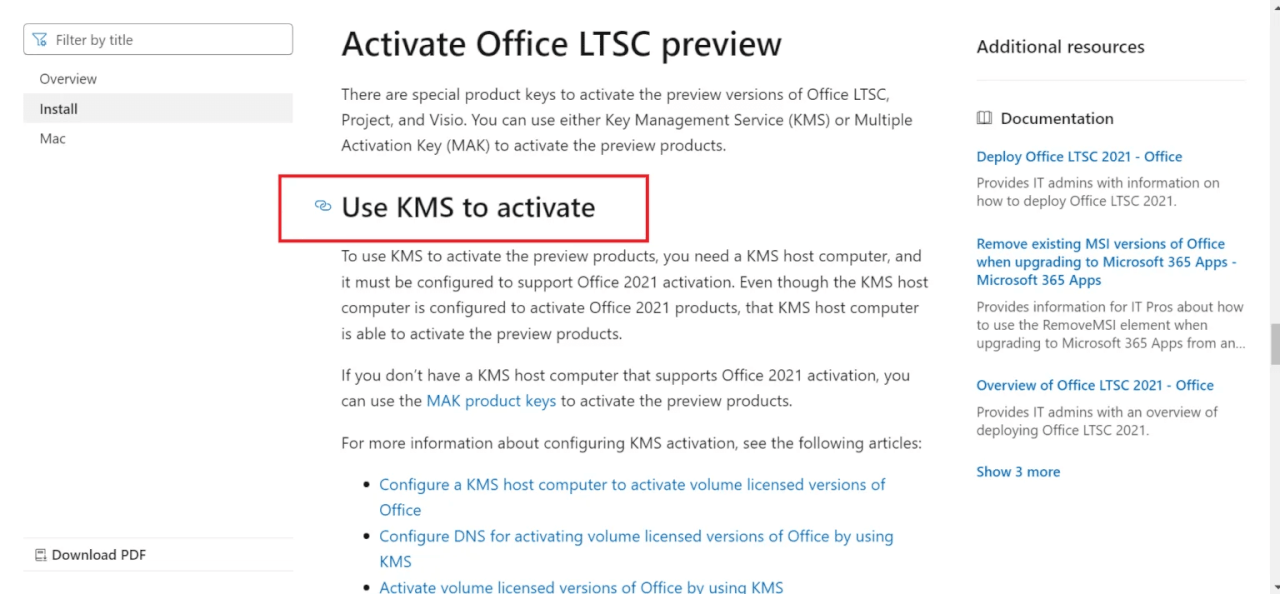 تحت تفعيل KMS