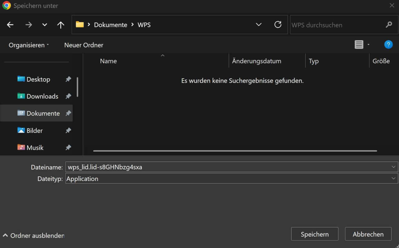 Installationsdatei speichern