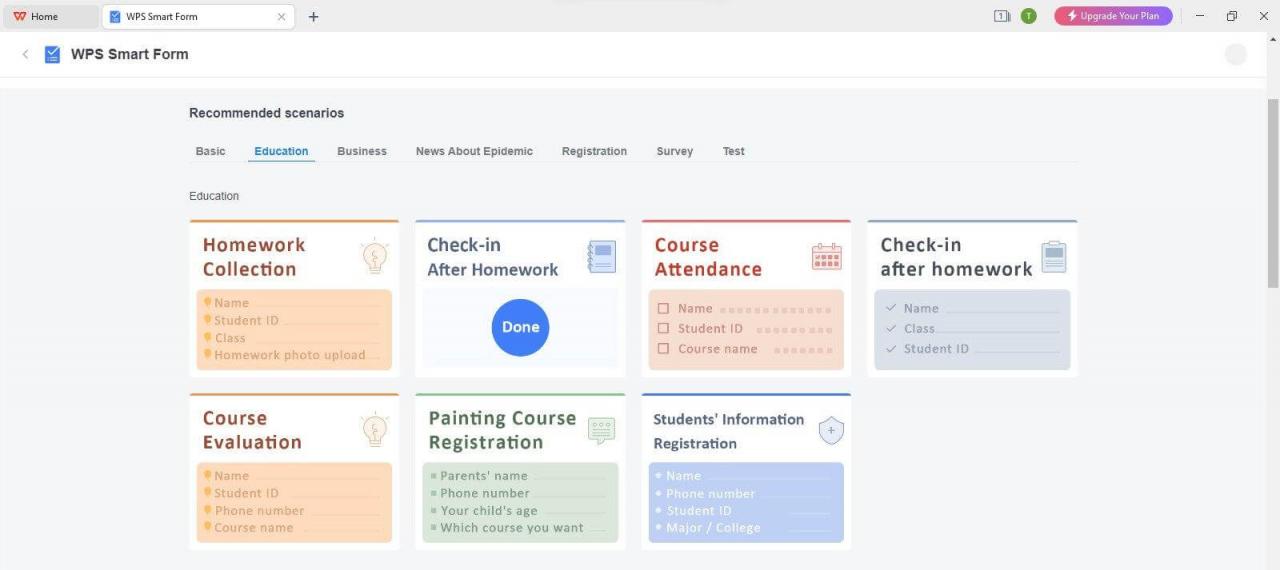 WPS Smart Forms para Educação