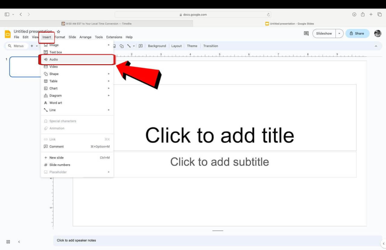 Google Sheet insert audio