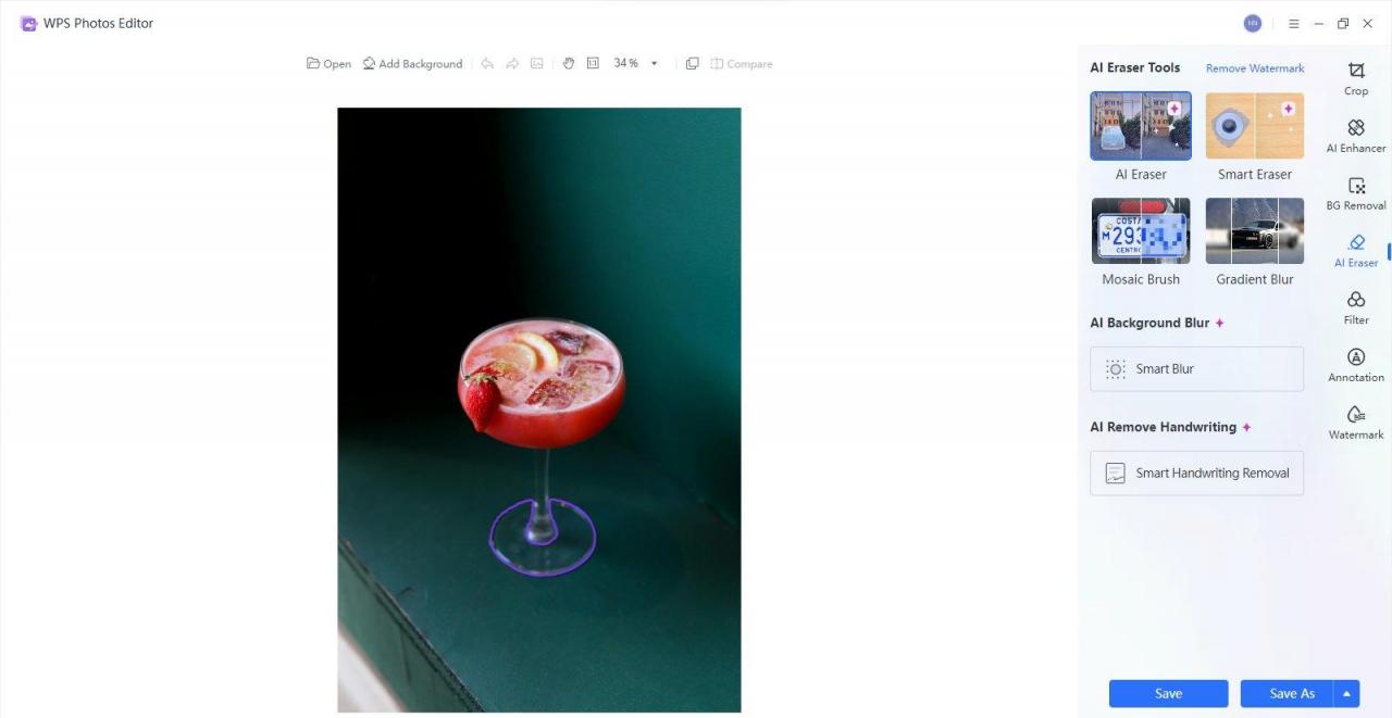 WPS Photos AI Eraser
