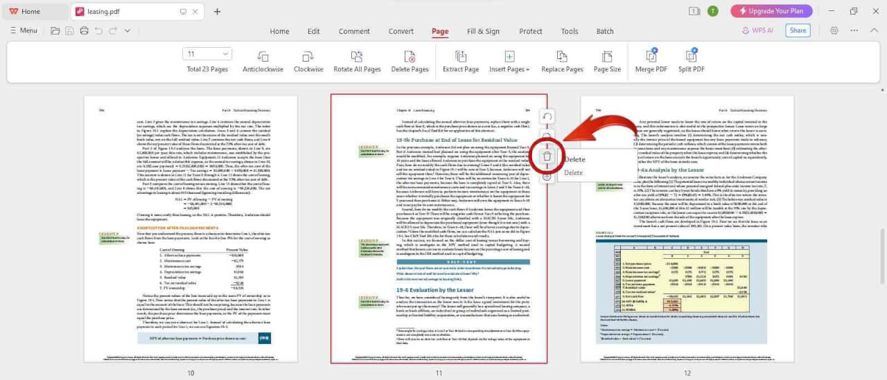 Delete a page from PDF