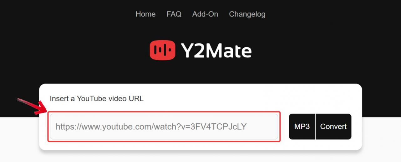Paste URL on Y2Mate
