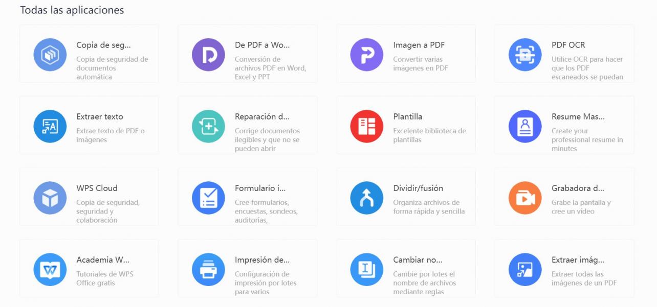 “Funciones de PDF de WPS Office”