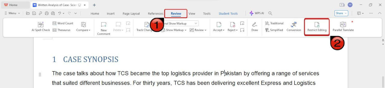 WPS Office에서 편집 제한 기능