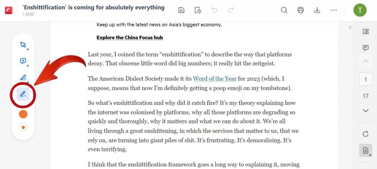 Alat Gambar Ekstensi PDF WPS