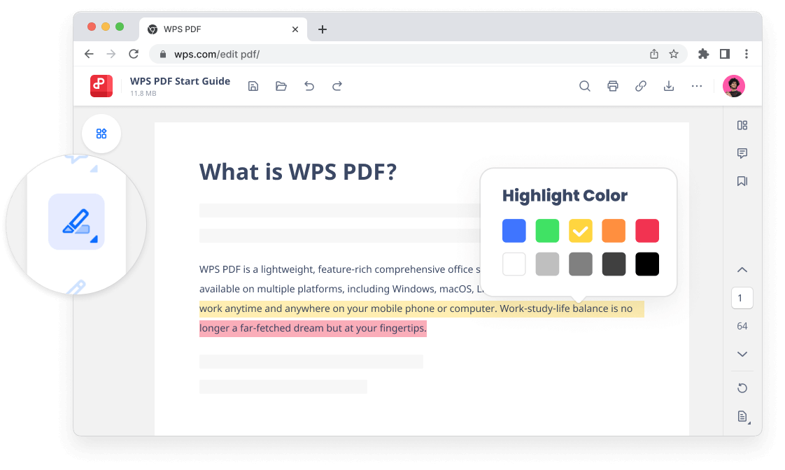 WPS PDF Extension Highlight your PDF