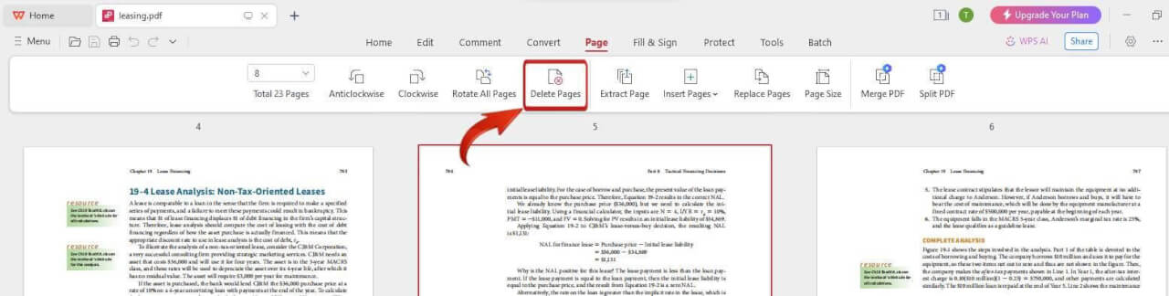 Delete Pages in Page ribbon menu