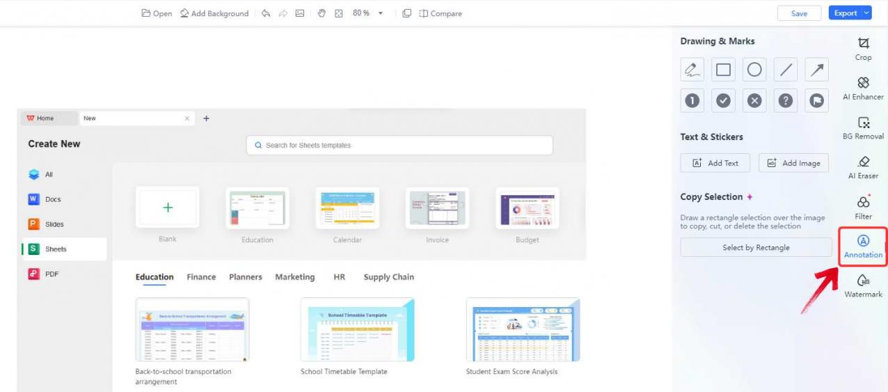 WPS Photos Annotation tools