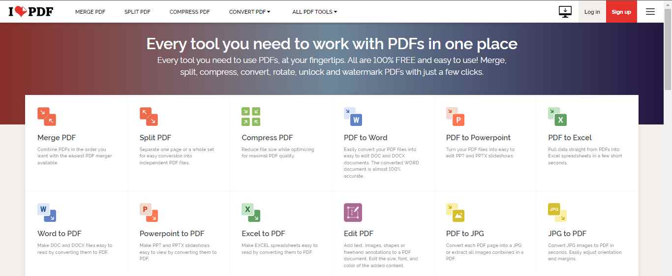 ilovePDF home