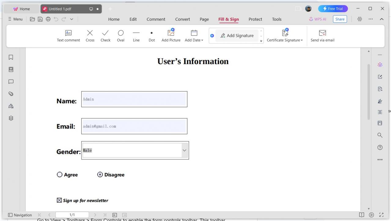 “Fillable PDF in WPS PDF”