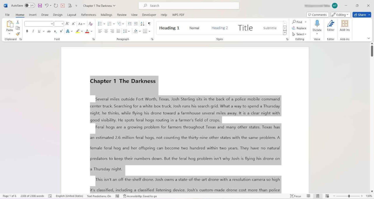 Microsoft Word select all in document