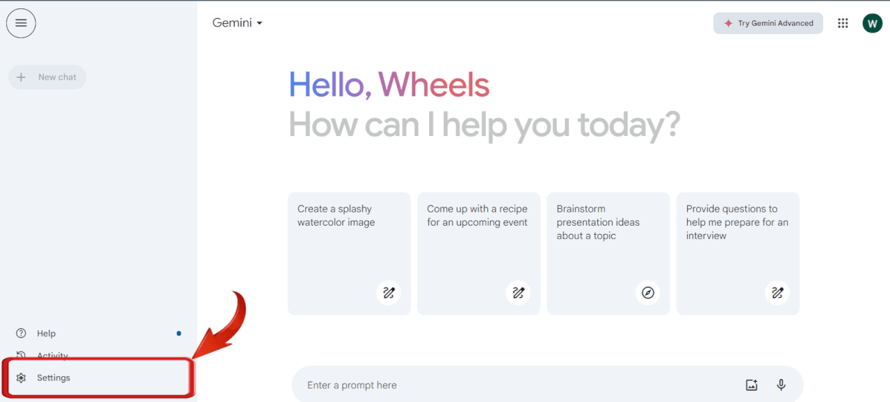 Gemini-Einstellungen