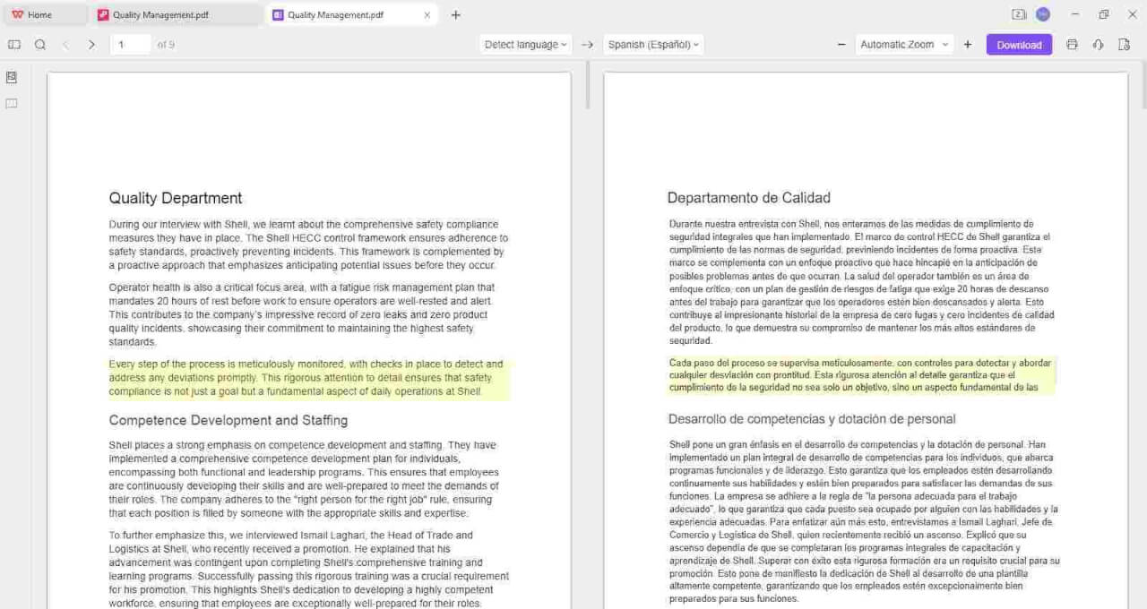 WPS Parallel Übersetzen
