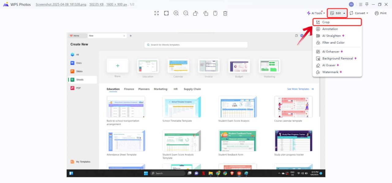 Edit Photos in WPS Photos