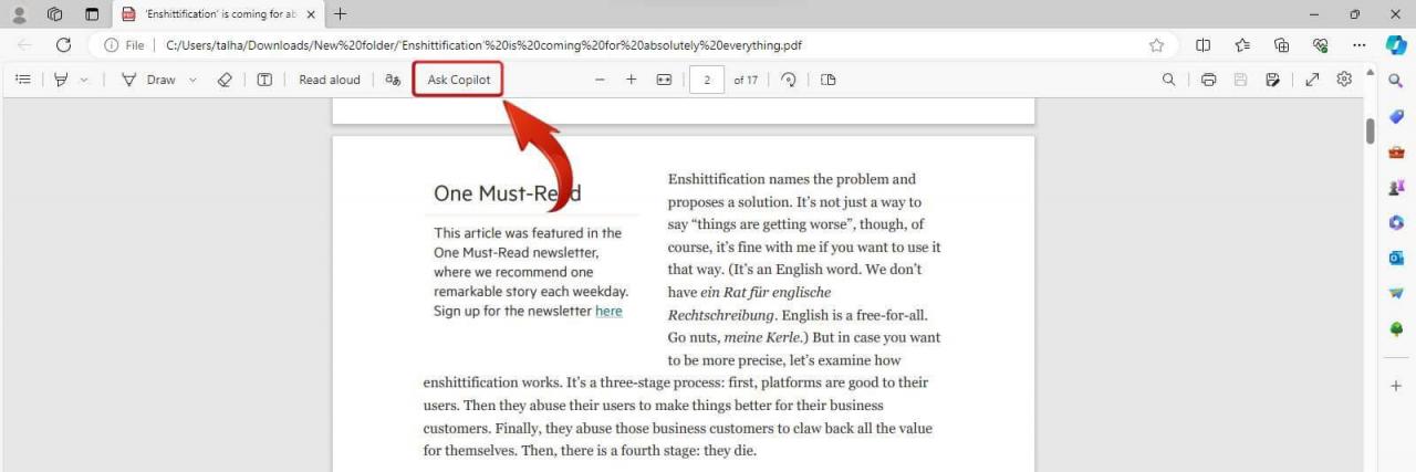 Minta Bantuan Copilot Editor PDF Microsoft Edge
