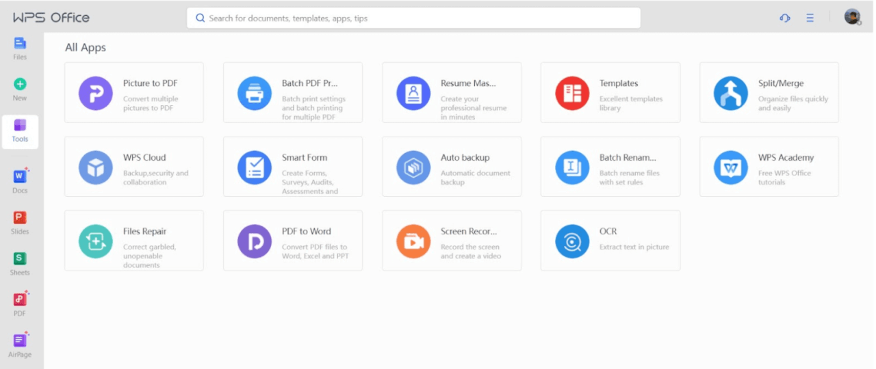 Alat-alat yang kuat dalam WPS Office