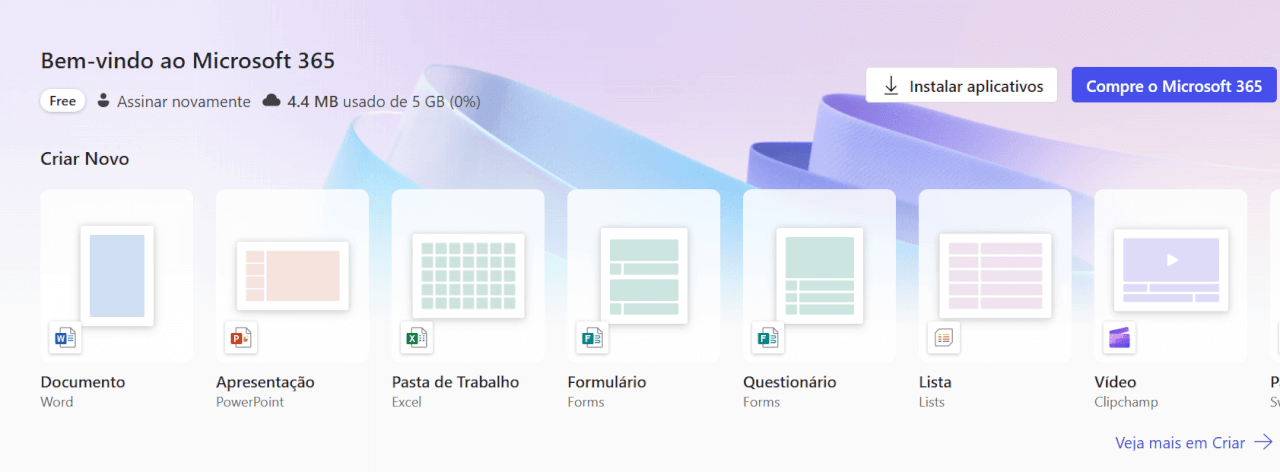 interface do Microsoft 365