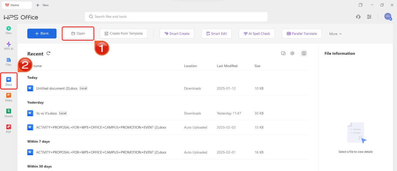 Create new blank document