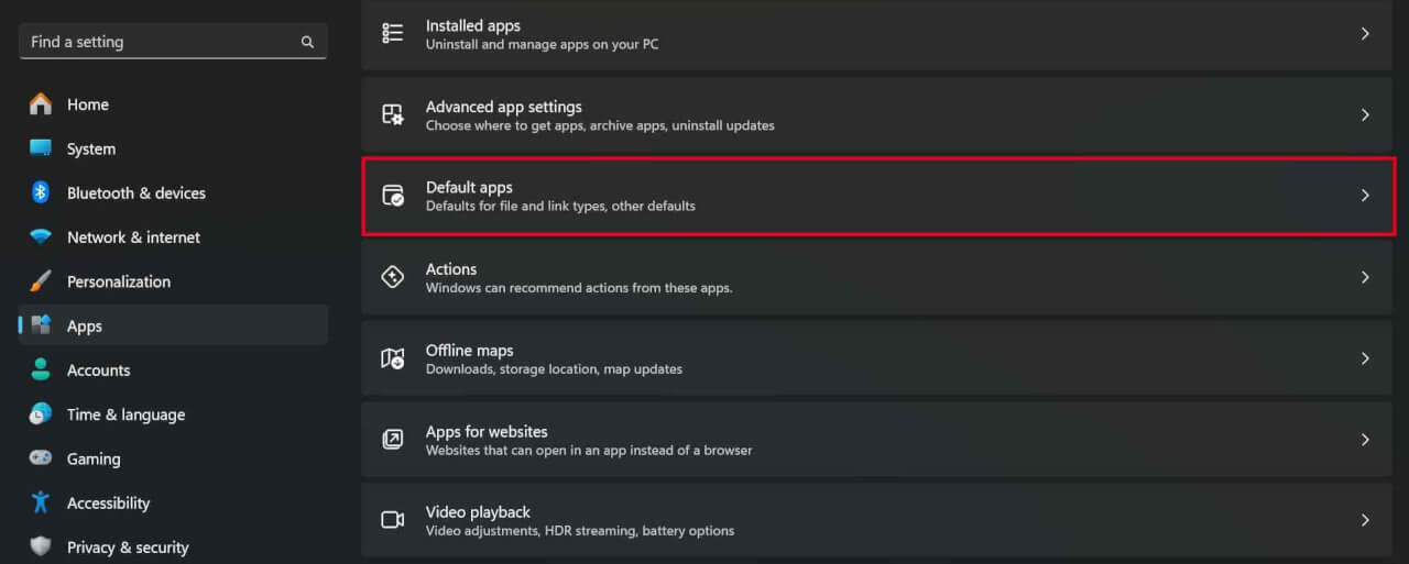 Select Default apps