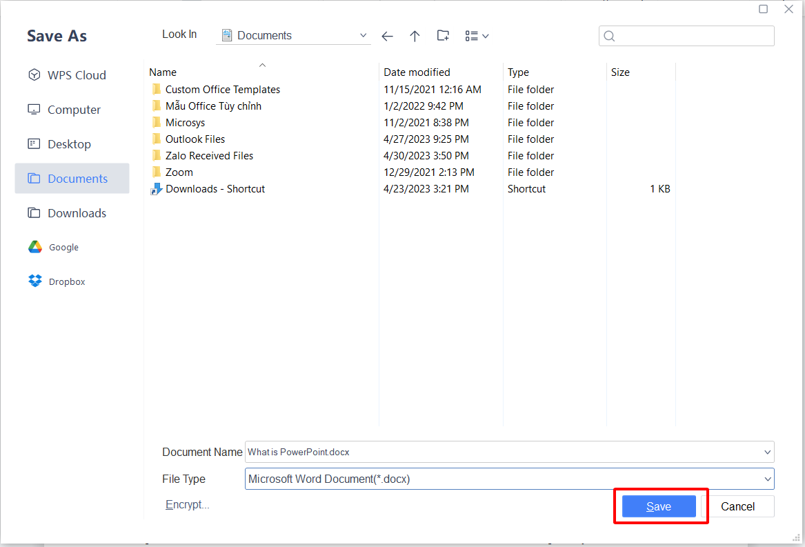 want to save the file and click 