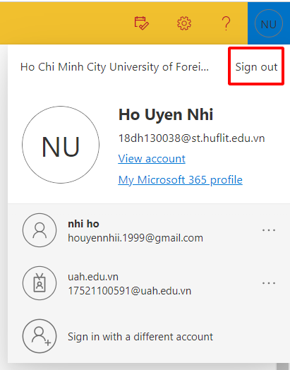 Select Sign Out