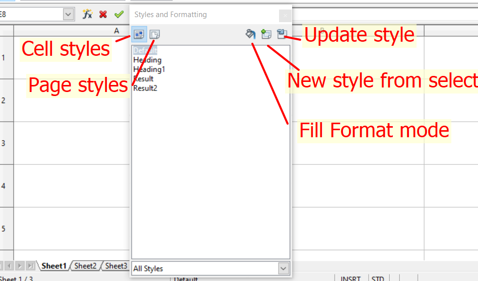 Style and Formating window