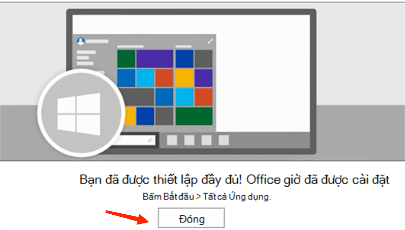 Tùy chọn đóng của MS Office 2019
