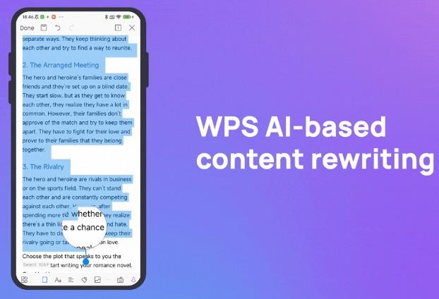 WPS AI-based content rewriting