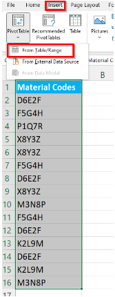 Excel insert pivot table