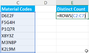 Excel using ROW function to count value