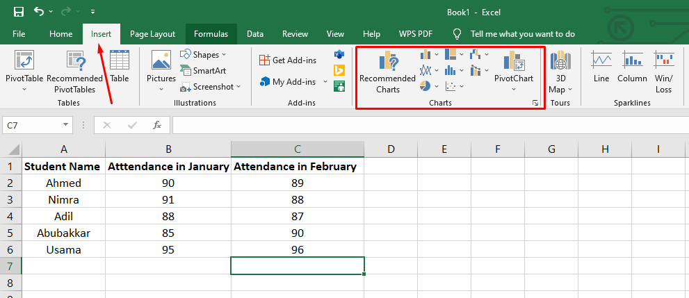 Excel graph type options