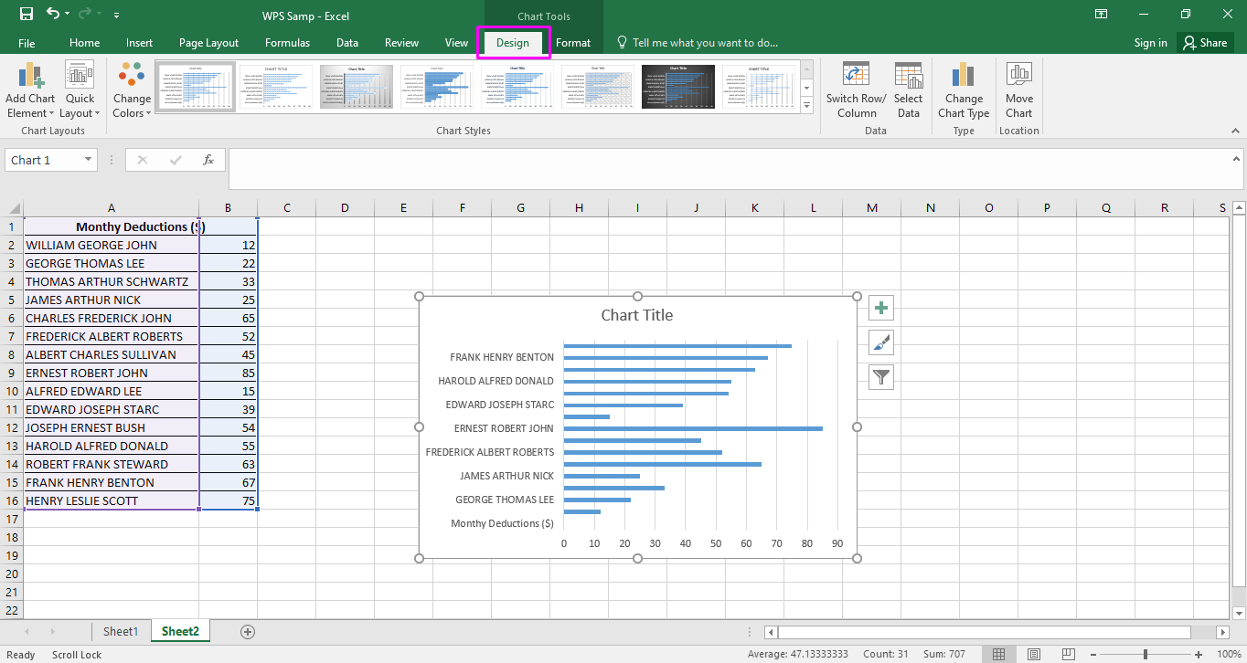 sample bar graph on excel