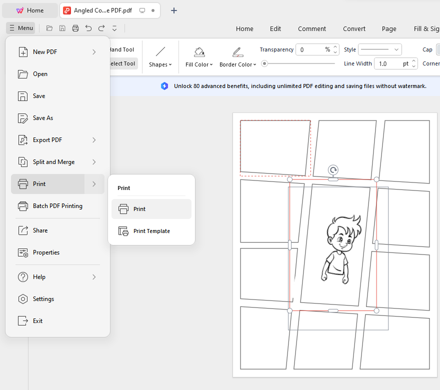 WPS Office print your template
