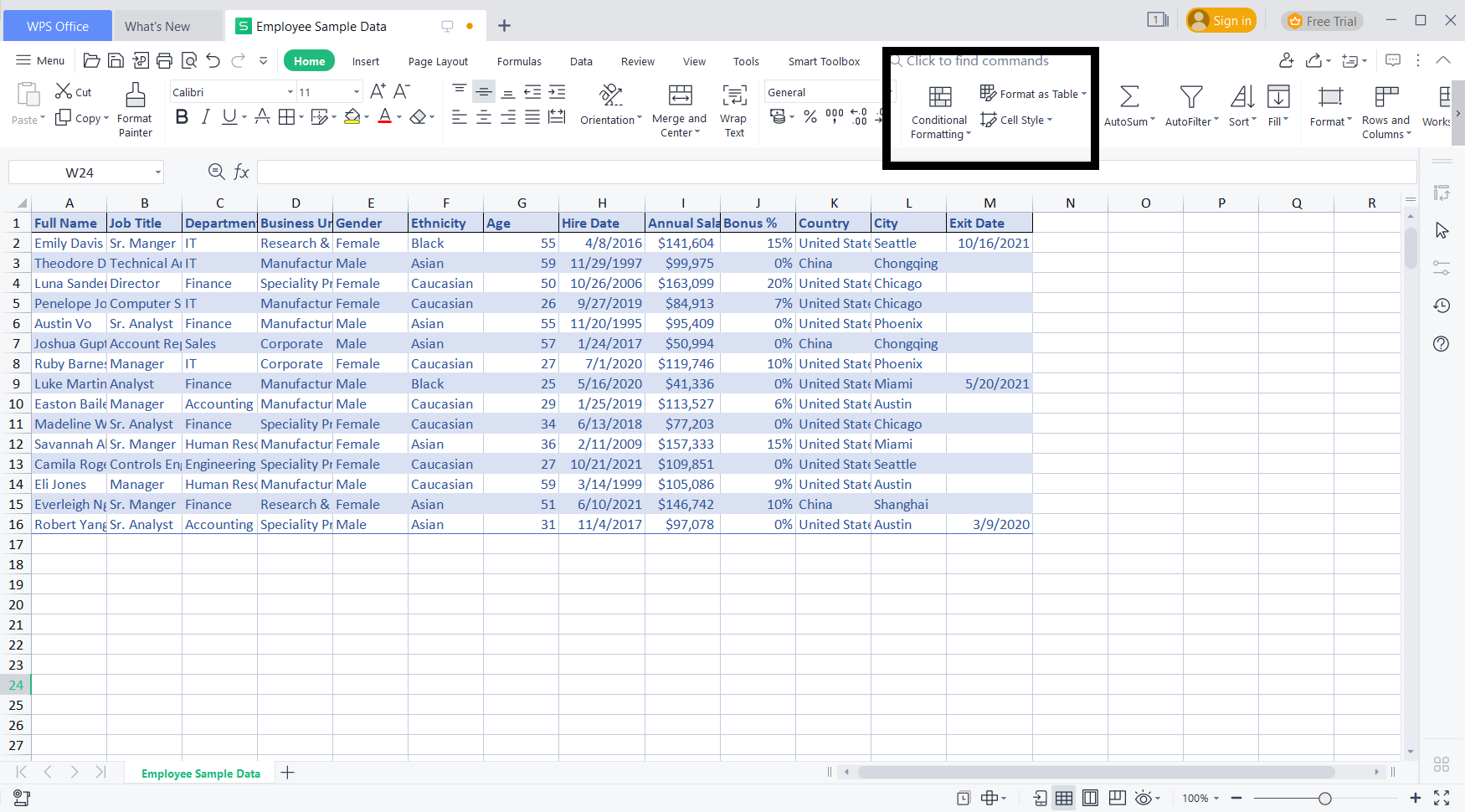 WPS office Color alternate rows formatting step 3