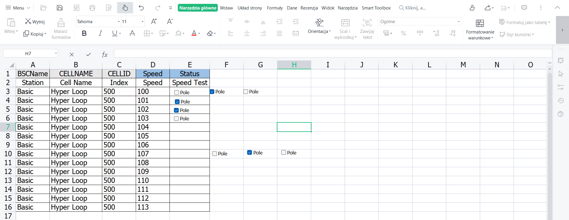 Tworzenie wielu pól wyboru w Excelu