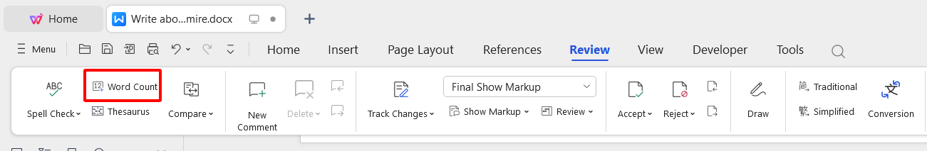 Select Word Count