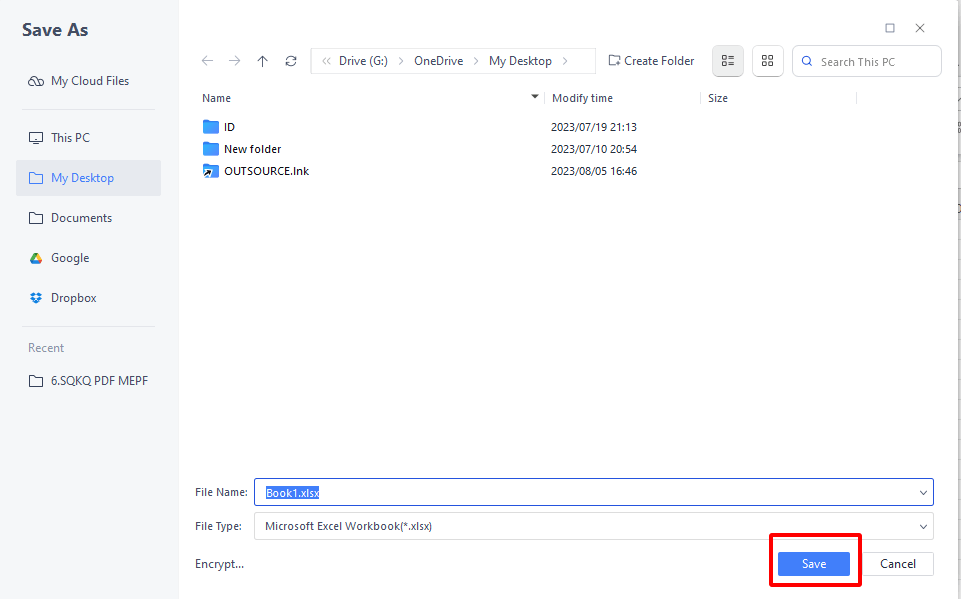 Location Save Spreadsheets