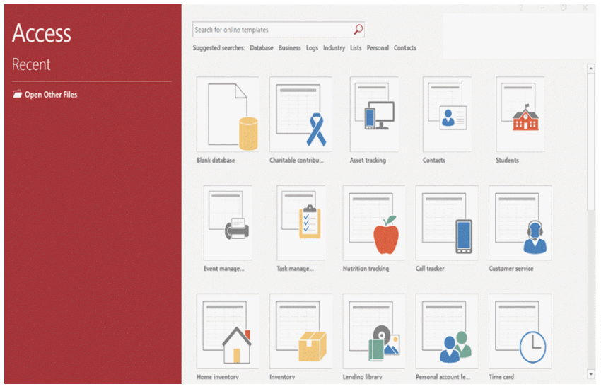 Microsoft Access open desktop app.