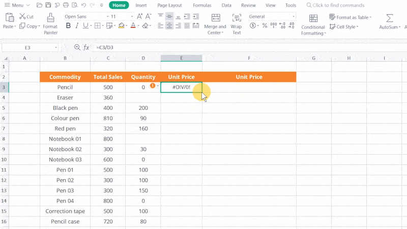 #DIV/0! Error in Excel