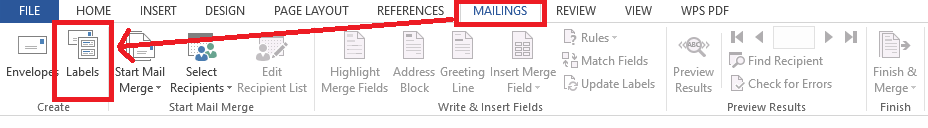 Microsoft Word Mailings tab