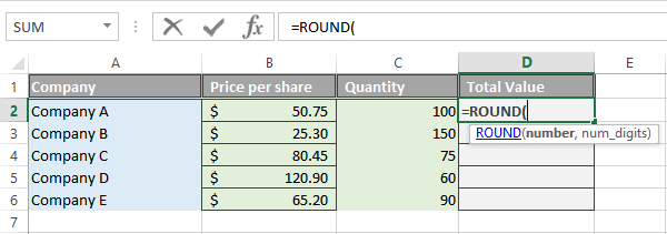 Excel Nested Round Function