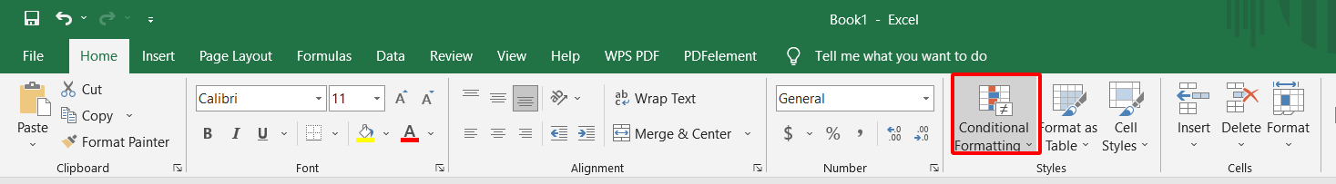 Click Conditional forrmatting