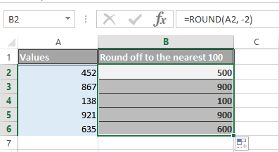 Excel Round function results
